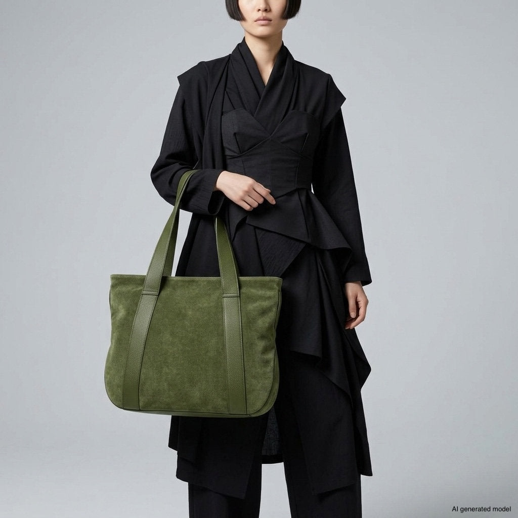 Italian Genuine Suede & Full-Grain Leather Tote Bag | Varese