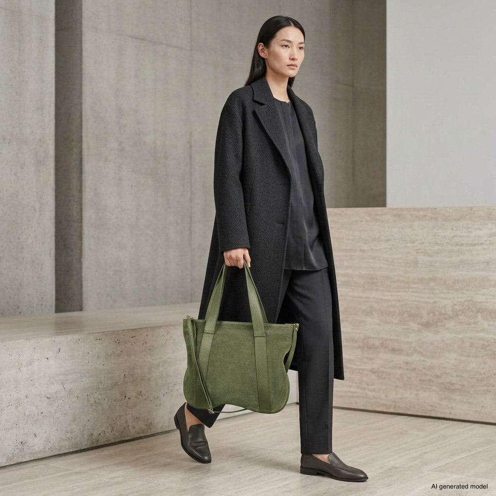 Italian Genuine Suede & Full-Grain Leather Tote Bag | Varese