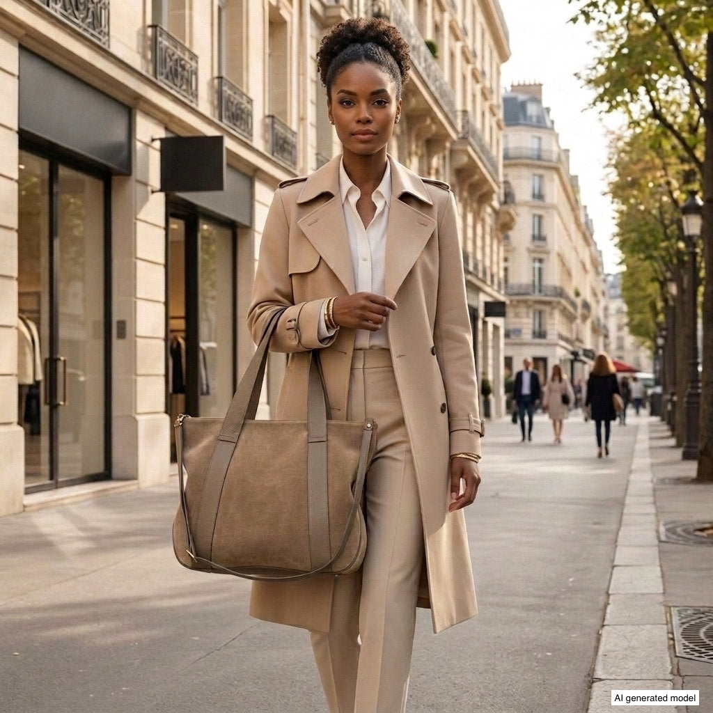 Italian Genuine Suede & Full-Grain Leather Tote Bag | Varese