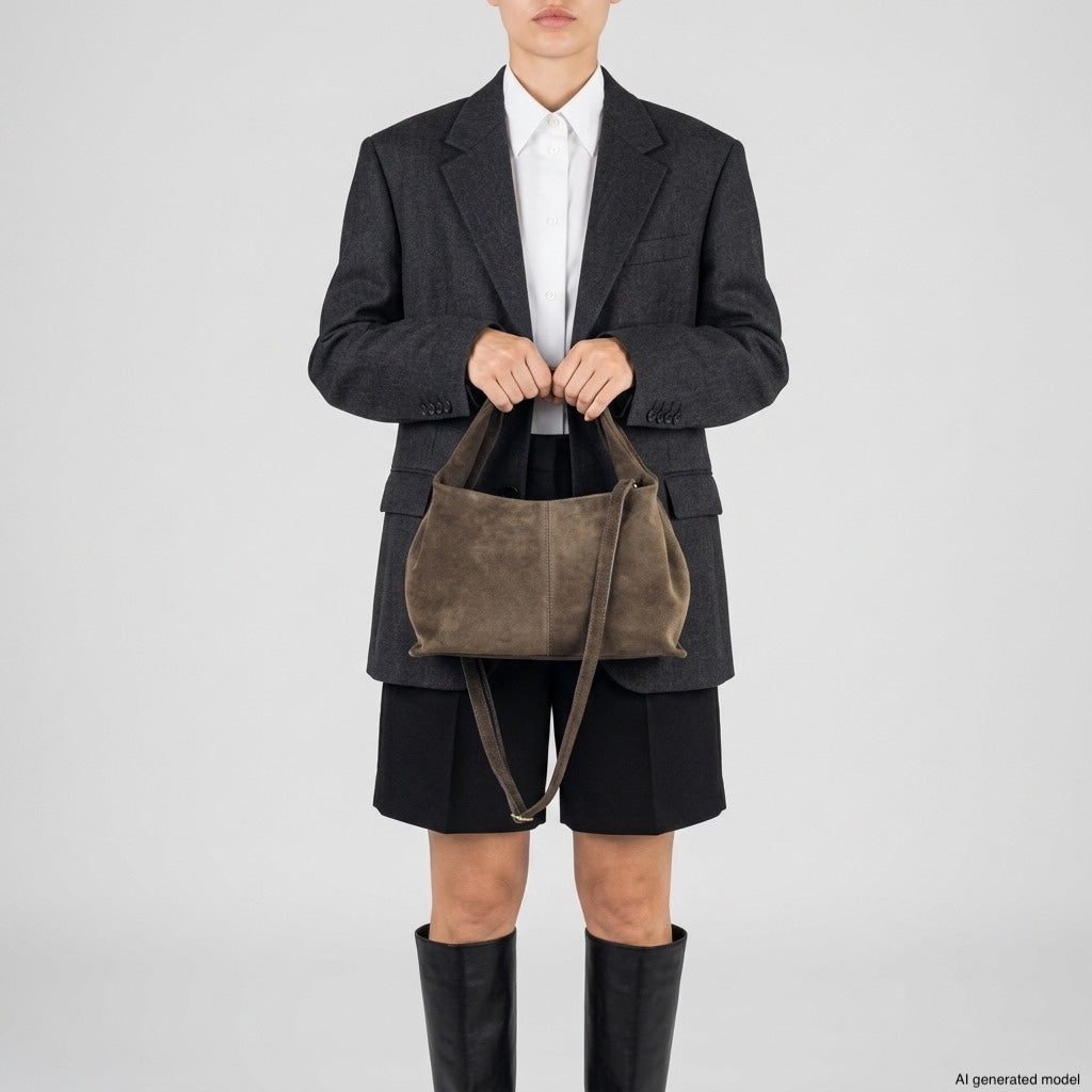 Italian Genuine Suede Shoulder Bag | Ferrara