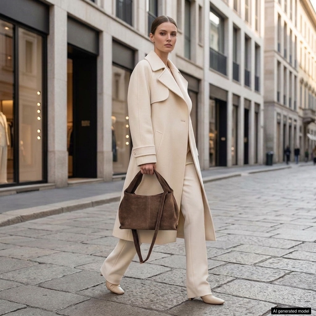 Italian Genuine Suede Shoulder Bag | Ferrara