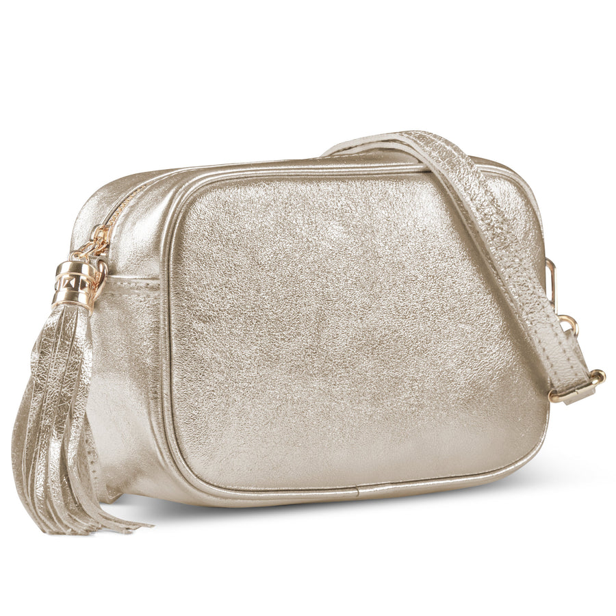 Italian Genuine Metallic Suede Crossbody Bag | Gubbio