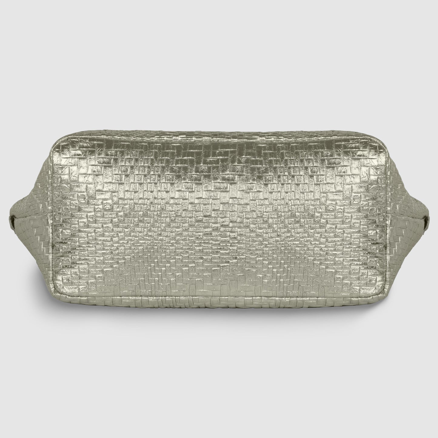 Italian Genuine Basketweave-Embossed Metallic Suede Top-Handle Bag | Treviso