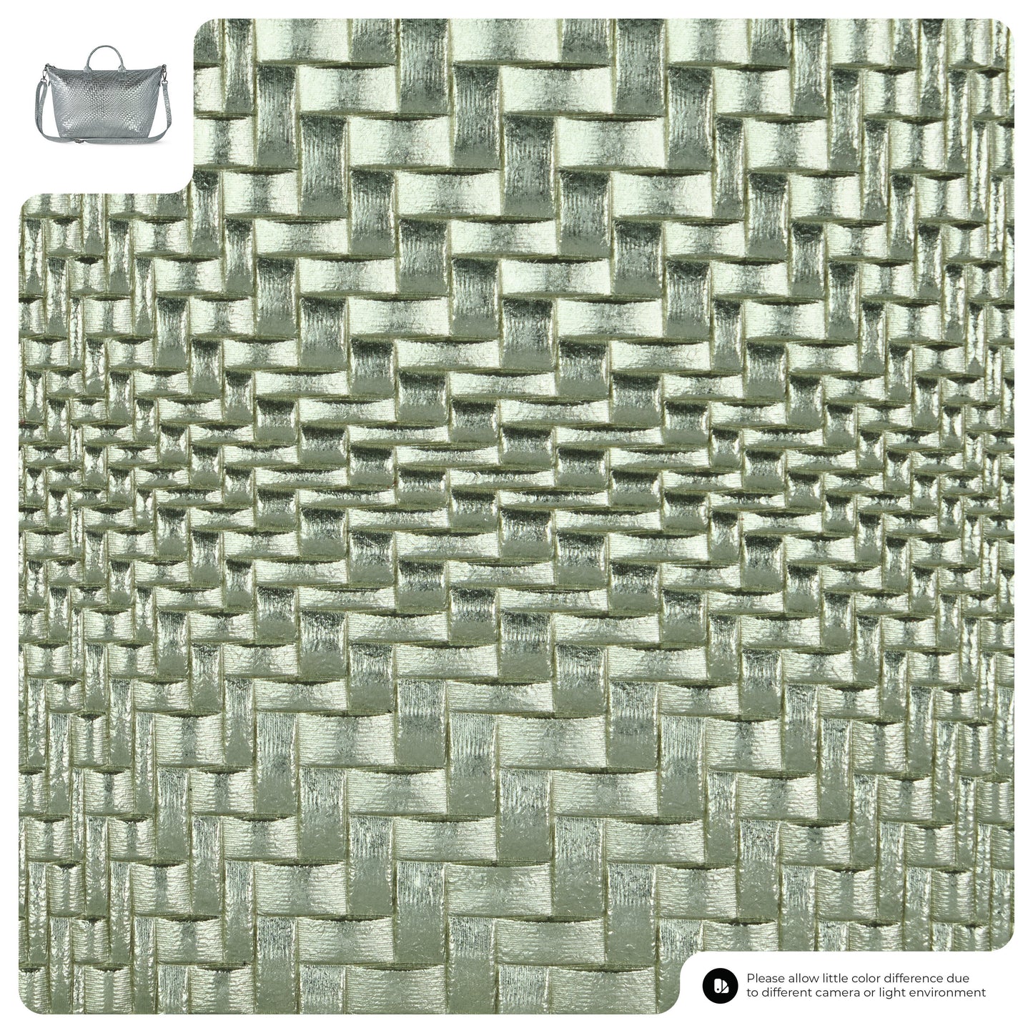 Italian Genuine Basketweave-Embossed Metallic Suede Top-Handle Bag | Treviso