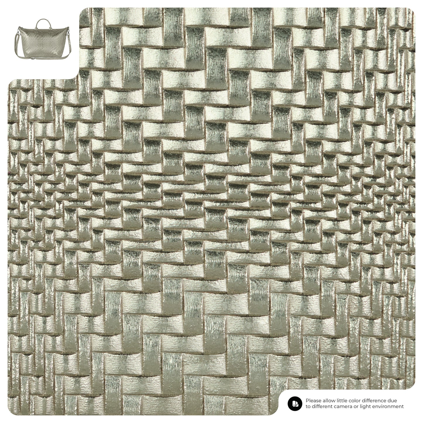 Italian Genuine Basketweave-Embossed Metallic Suede Top-Handle Bag | Treviso