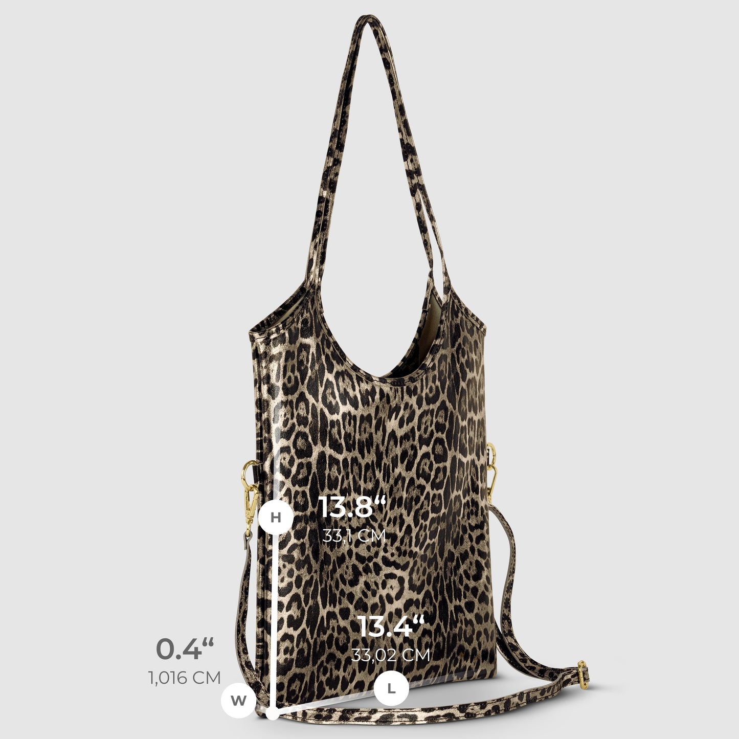 Italian Genuine Leopard-Print Metallic Suede Tote Bag | Catania