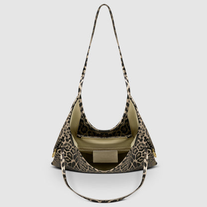 Italian Genuine Leopard-Print Metallic Suede Tote Bag | Catania