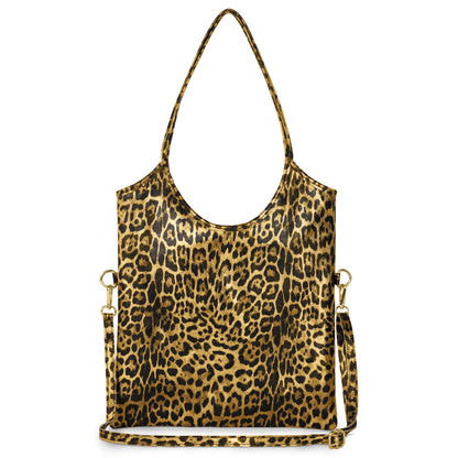Italian Genuine Leopard-Print Metallic Suede Tote Bag | Catania