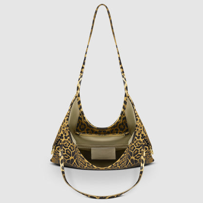 Italian Genuine Leopard-Print Metallic Suede Tote Bag | Catania