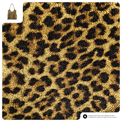 Italian Genuine Leopard-Print Metallic Suede Tote Bag | Catania