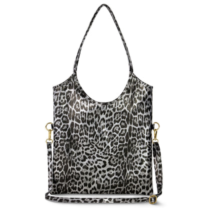 Italian Genuine Leopard-Print Metallic Suede Tote Bag | Catania