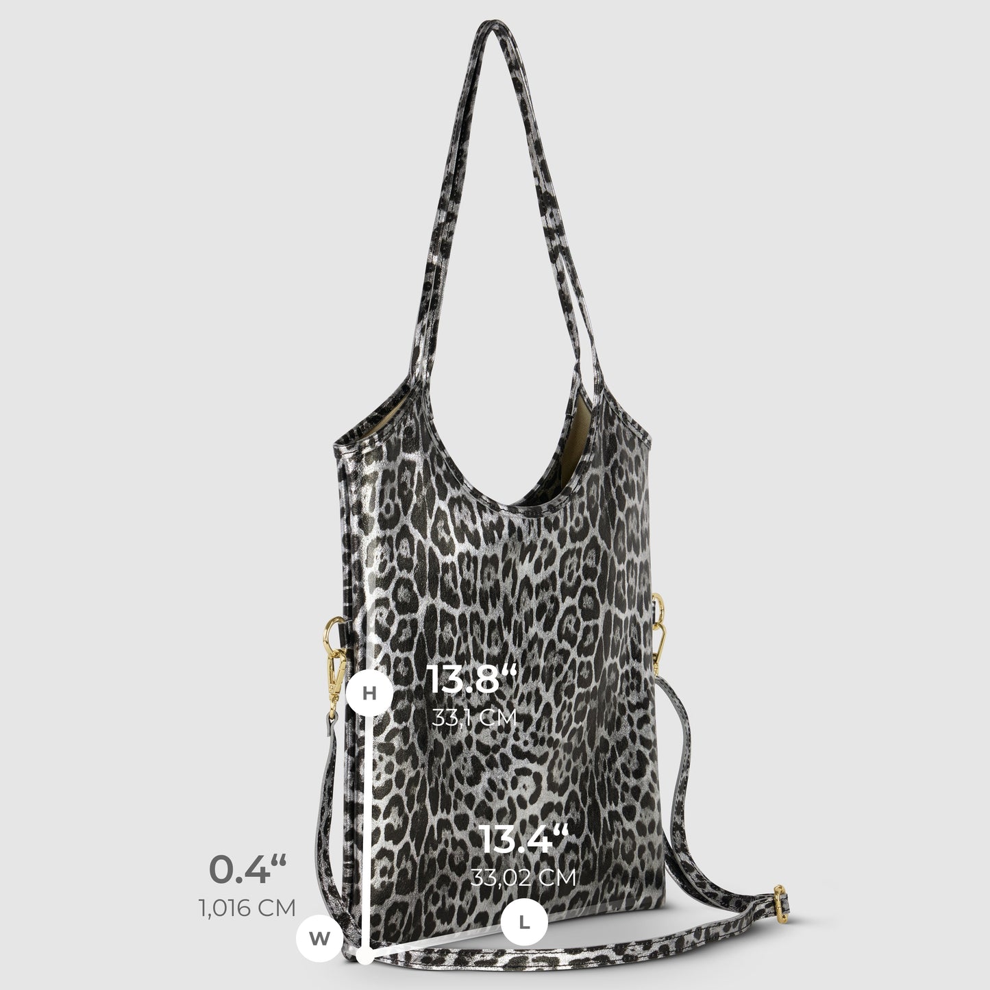 Italian Genuine Leopard-Print Metallic Suede Tote Bag | Catania