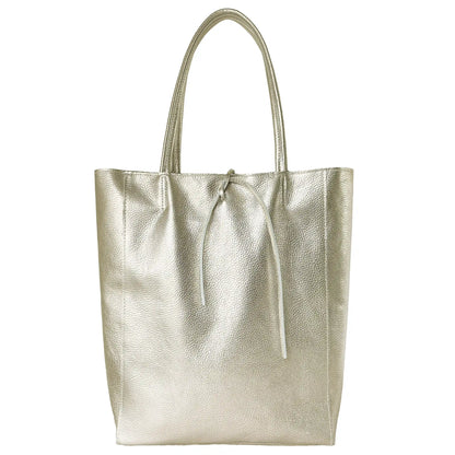 Italian Metallic Full-Grain Leather Tote Bag | Vinci