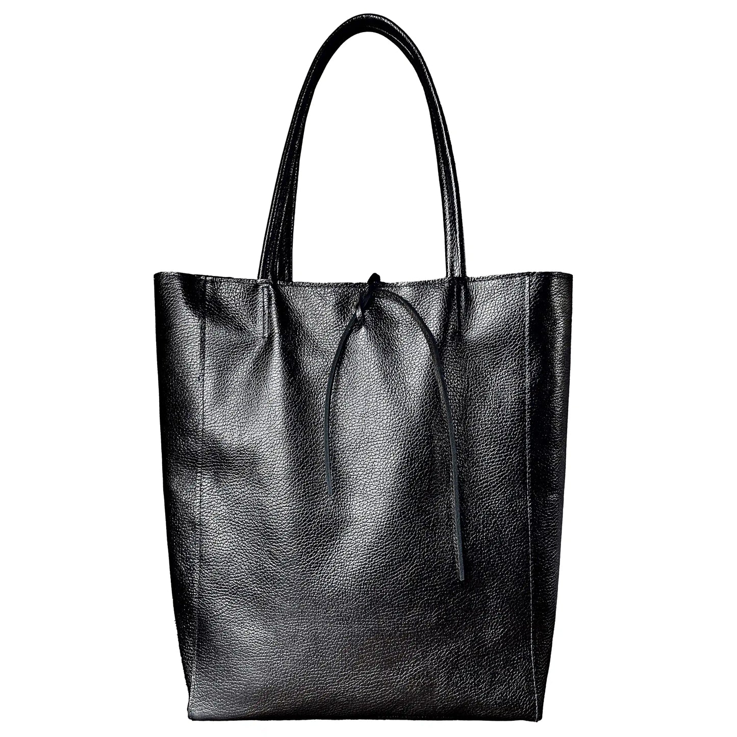Italian Metallic Full-Grain Leather Tote Bag | Vinci