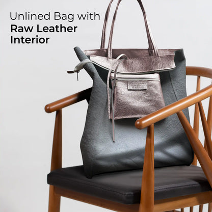 Italian Metallic Full-Grain Leather Tote Bag | Vinci