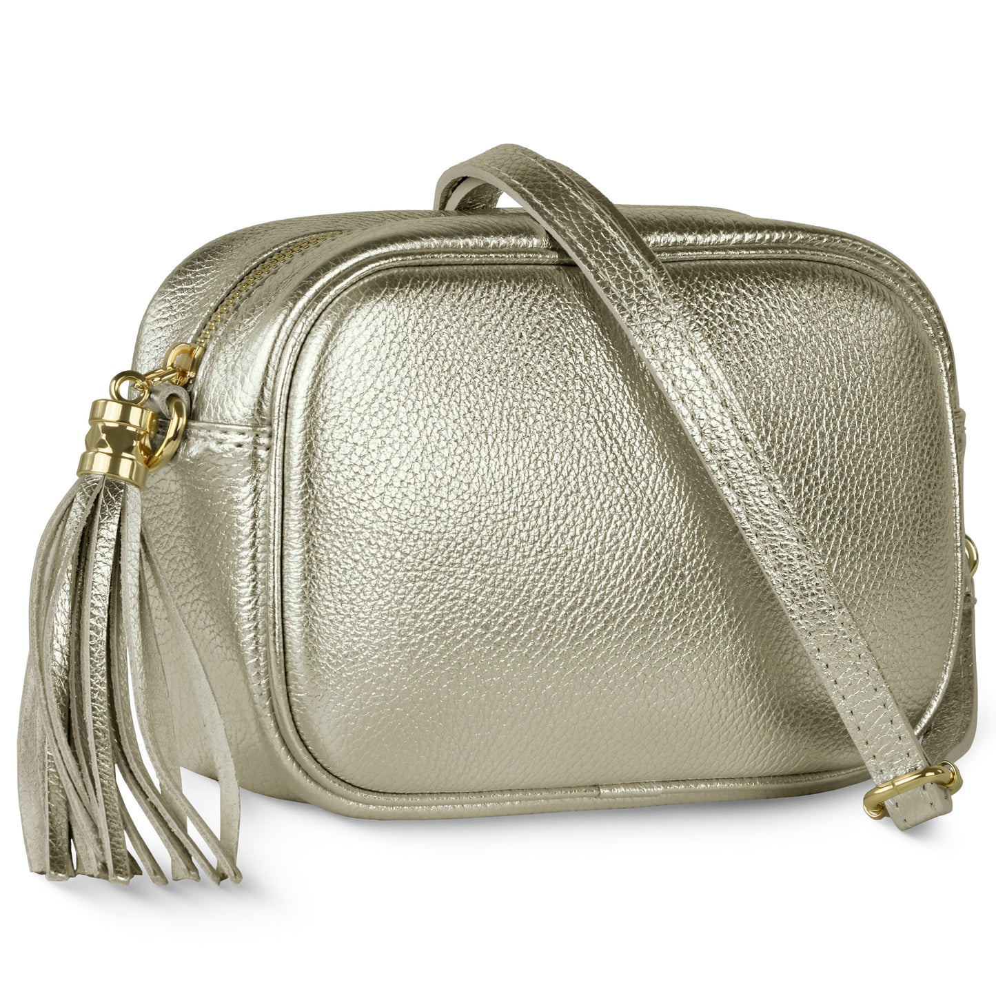 Italian Metallic Full-Grain Leather Crossbody Bag | Napoli