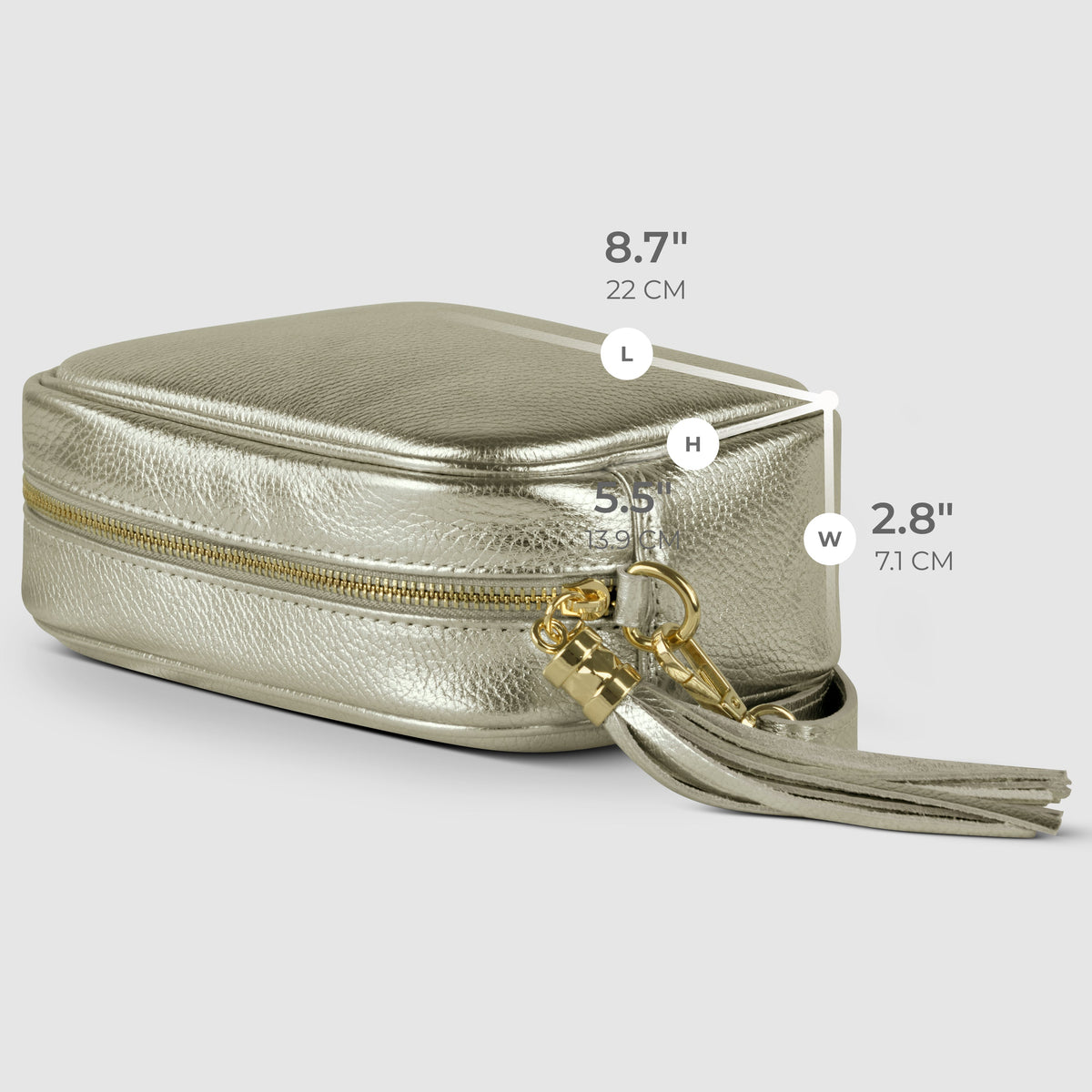 Bolso cruzado de cuero de grano completo metálico italiano | Nápoles