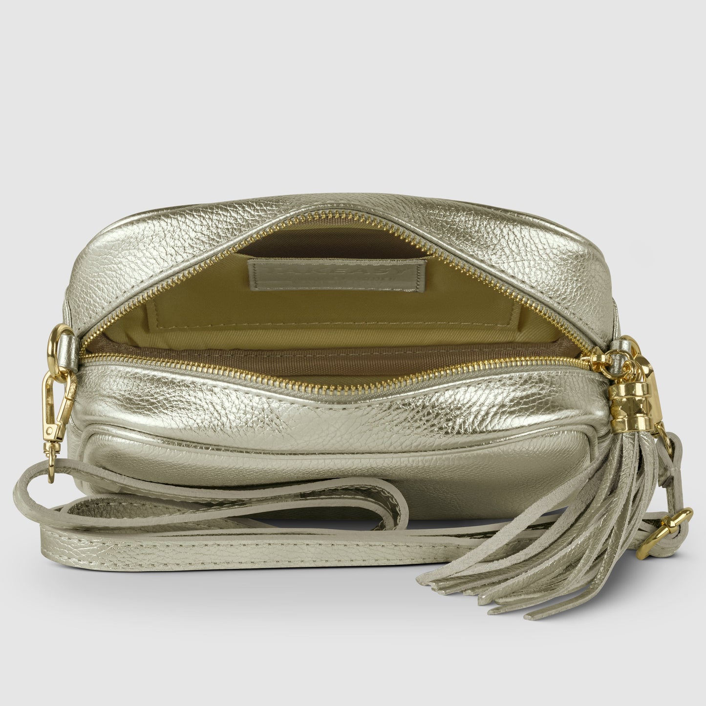 Italian Metallic Full-Grain Leather Crossbody Bag | Napoli