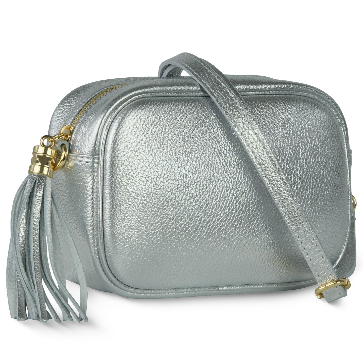 Italian Metallic Full-Grain Leather Crossbody Bag | Napoli