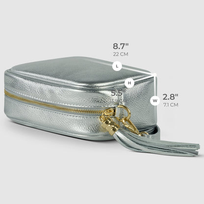 Italian Metallic Full-Grain Leather Crossbody Bag | Napoli