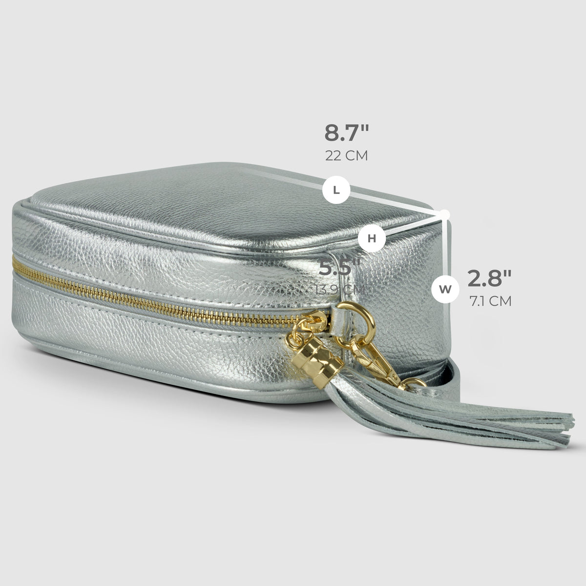 Bolso cruzado de cuero de grano completo metálico italiano | Nápoles