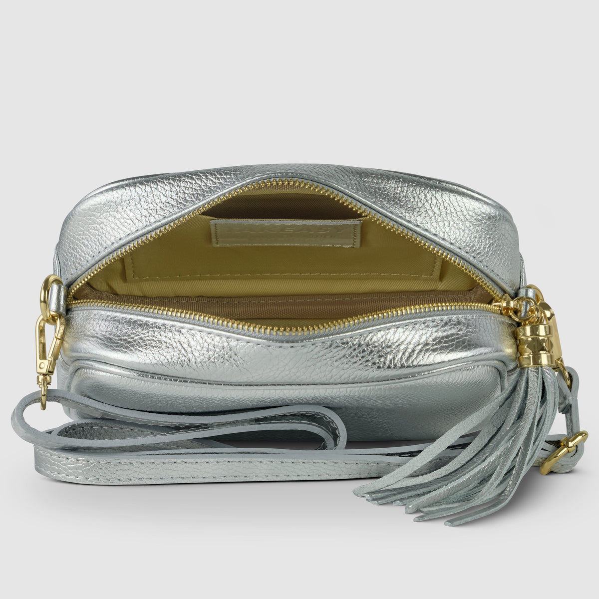Bolso cruzado de cuero de grano completo metálico italiano | Nápoles