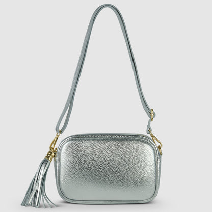 Italian Metallic Full-Grain Leather Crossbody Bag | Napoli