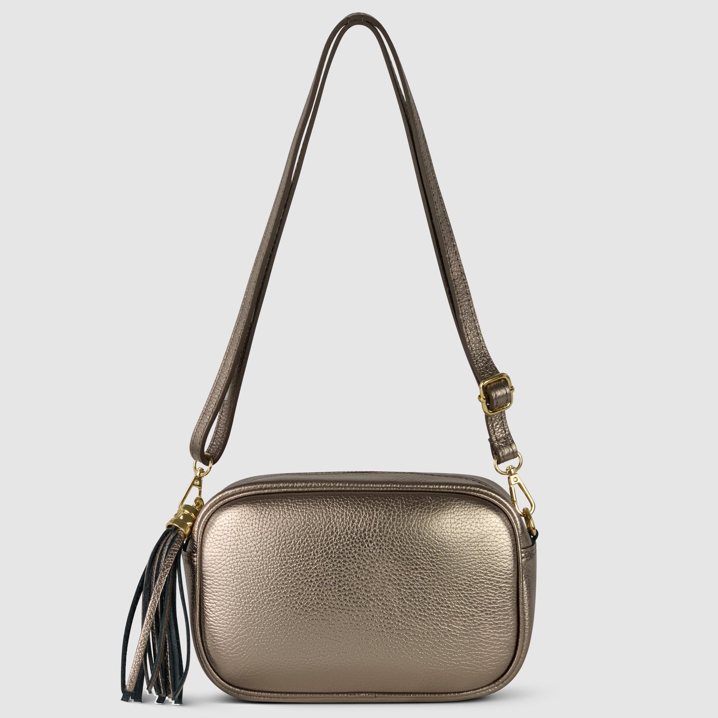 Italian Metallic Full-Grain Leather Crossbody Bag | Napoli