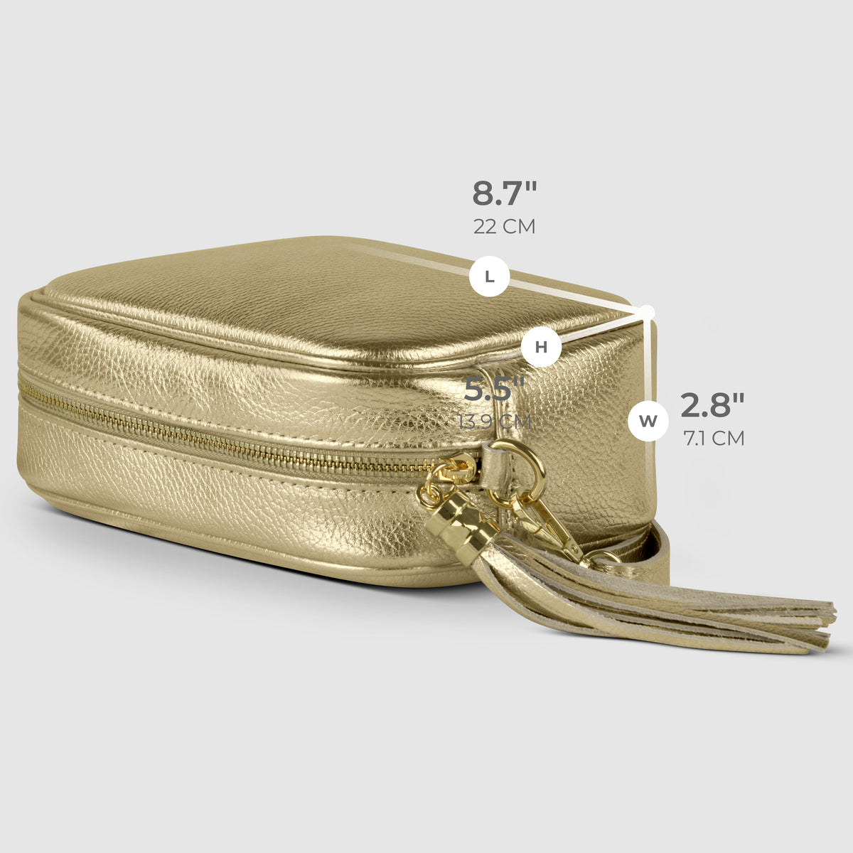 Bolso cruzado de cuero de grano completo metálico italiano | Nápoles