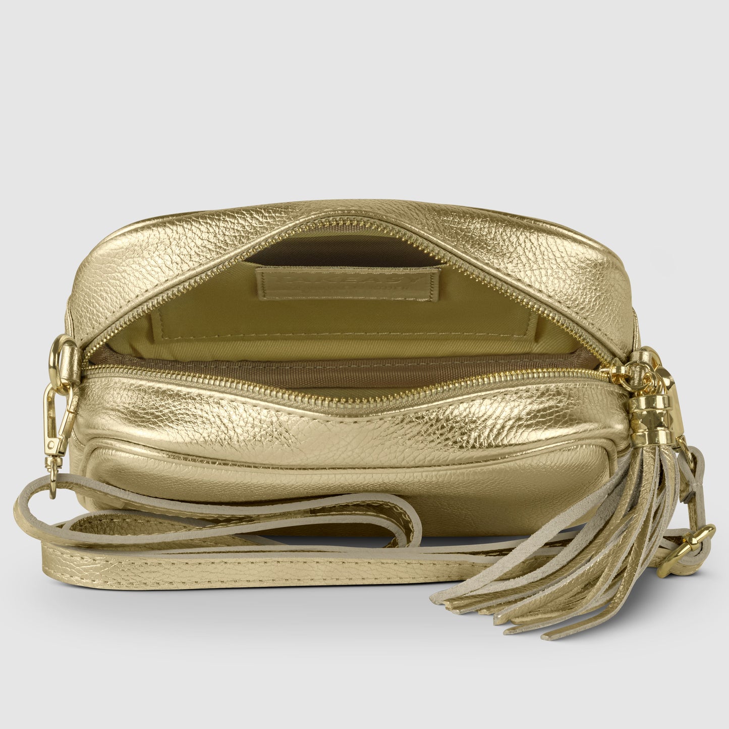 Italian Metallic Full-Grain Leather Crossbody Bag | Napoli