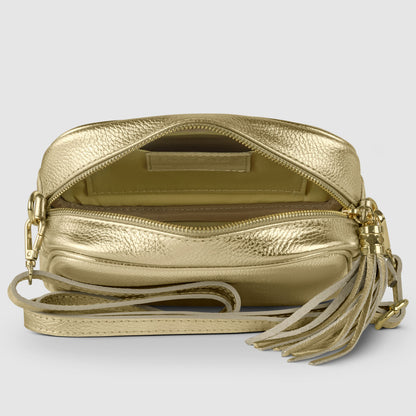 Italian Metallic Full-Grain Leather Crossbody Bag | Napoli