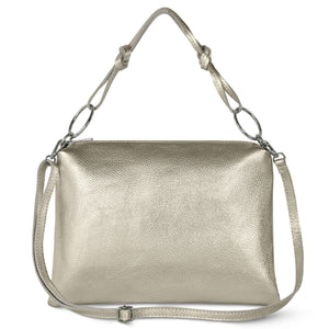 Italian Metallic Full-Grain Leather Shoulder Bag | Prato