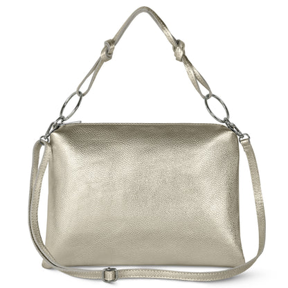 Italian Metallic Full-Grain Leather Shoulder Bag | Prato