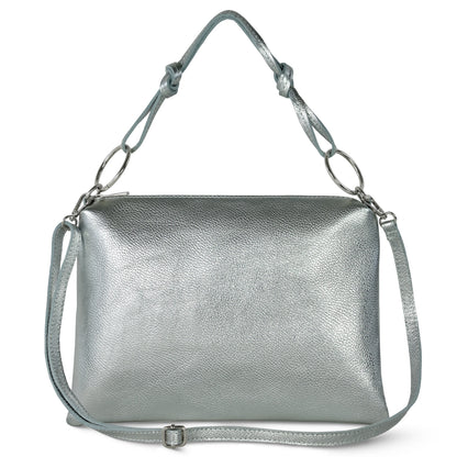 Italian Metallic Full-Grain Leather Shoulder Bag | Prato