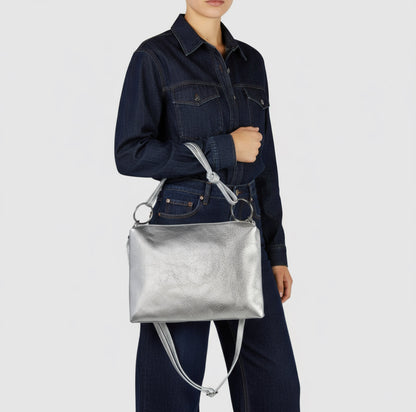 Italian Metallic Full-Grain Leather Shoulder Bag | Prato