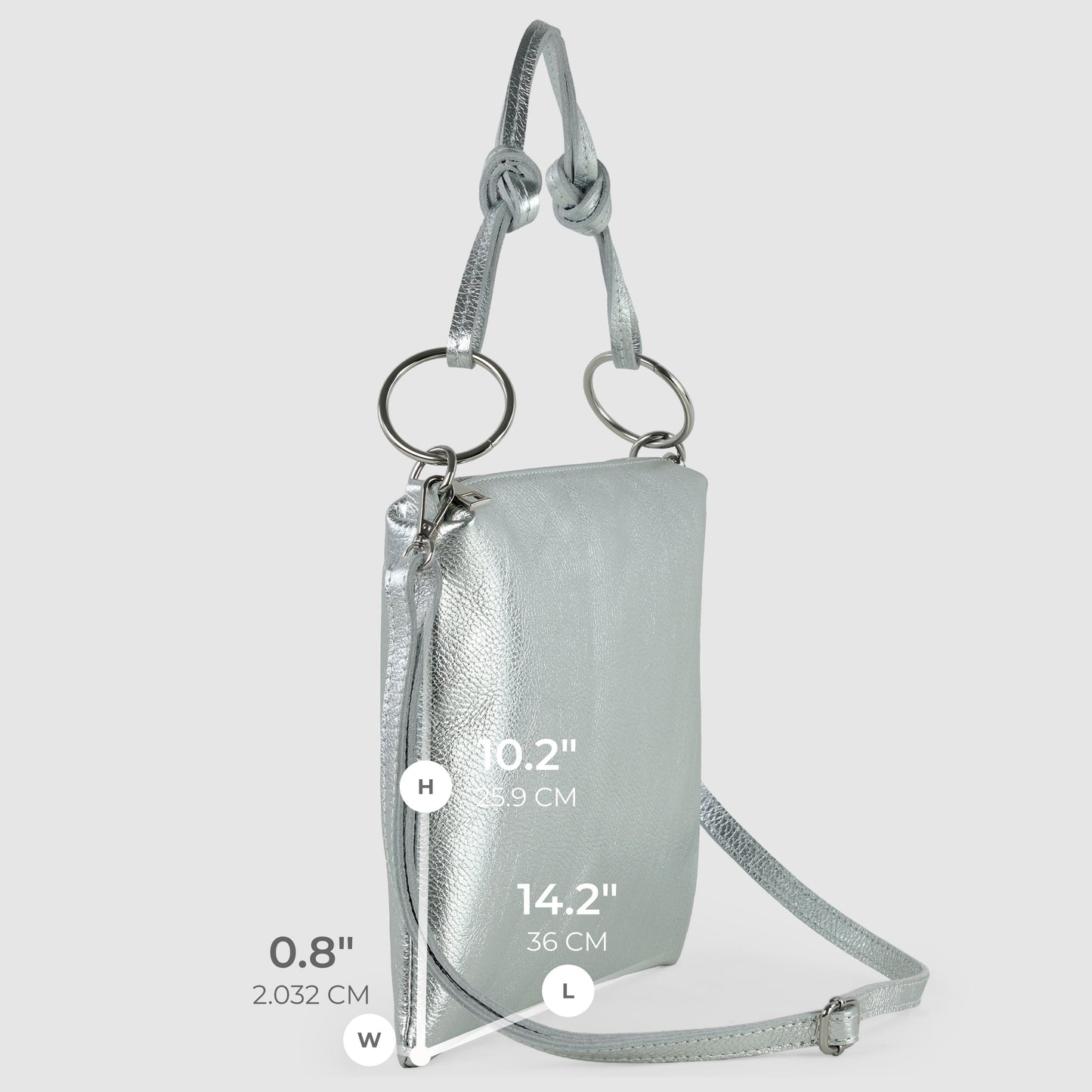 Italian Metallic Full-Grain Leather Shoulder Bag | Prato