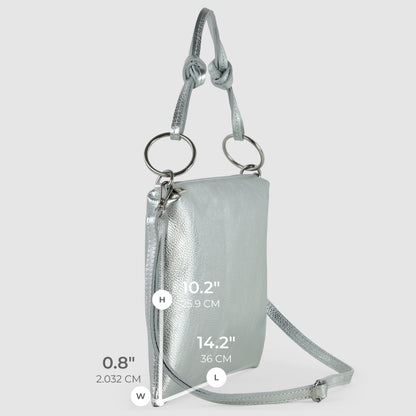 Italian Metallic Full-Grain Leather Shoulder Bag | Prato