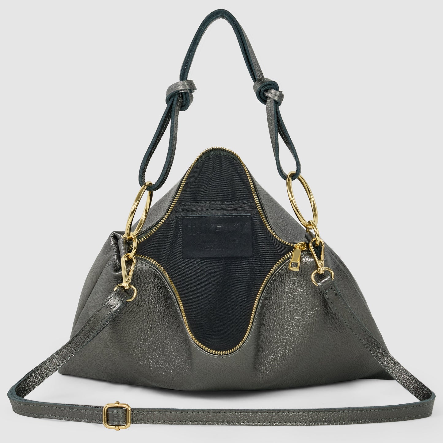 Italian Metallic Full-Grain Leather Shoulder Bag | Prato