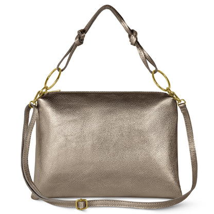 Italian Metallic Full-Grain Leather Shoulder Bag | Prato