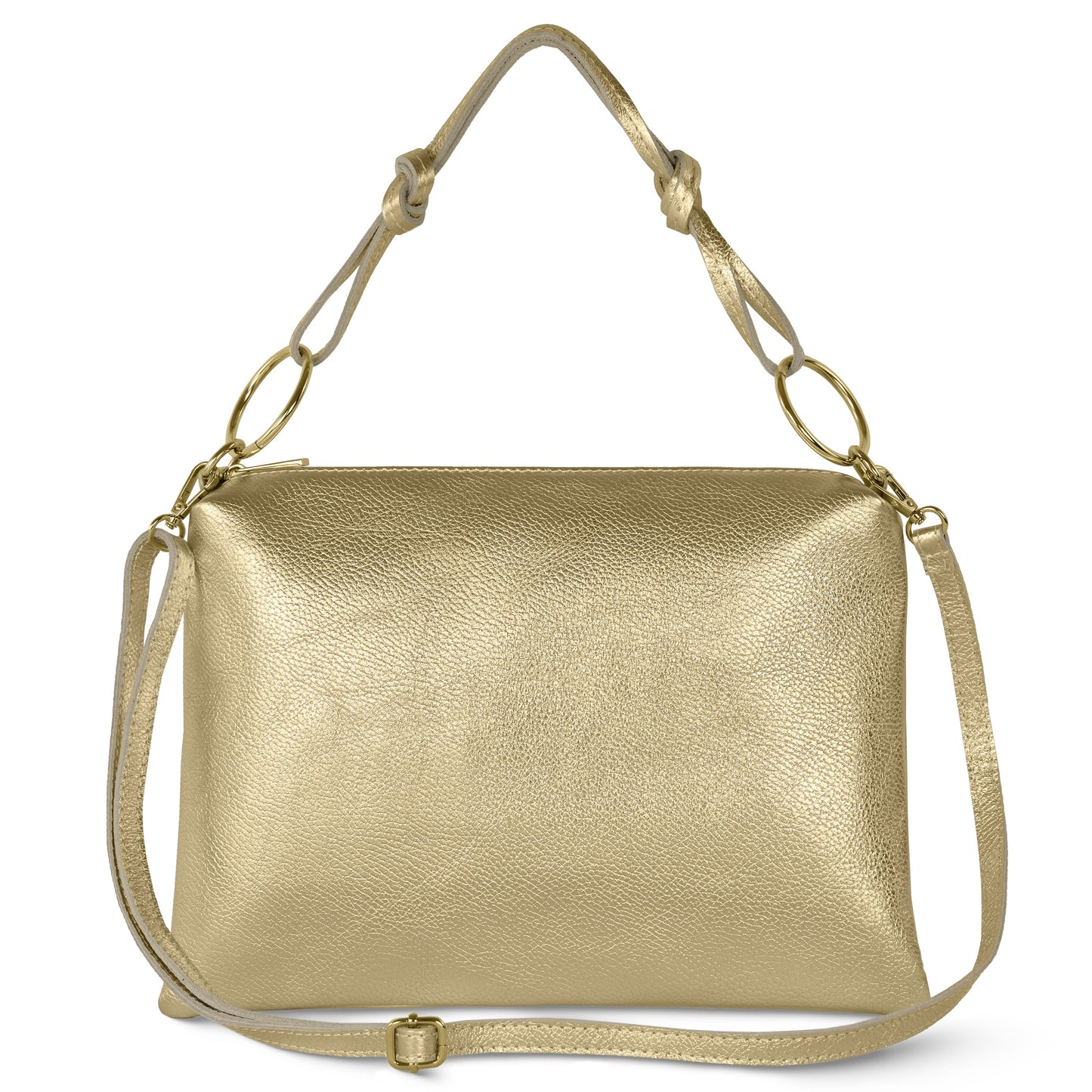 Italian Metallic Full-Grain Leather Shoulder Bag | Prato
