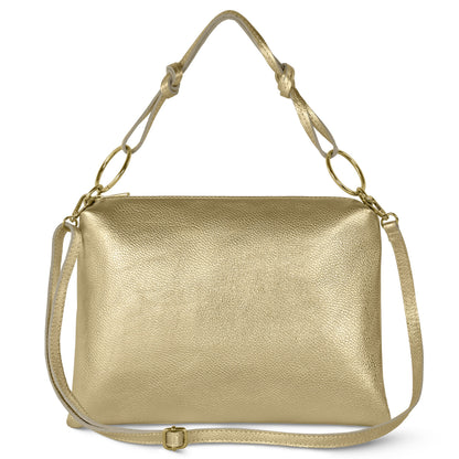 Italian Metallic Full-Grain Leather Shoulder Bag | Prato