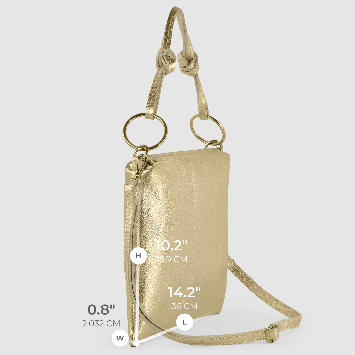 Italian Metallic Full-Grain Leather Shoulder Bag | Prato