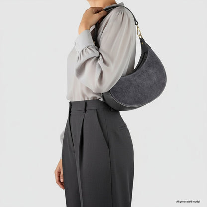 Italian Genuine Suede & Full-Grain Leather Shoulder Bag | Arezzo