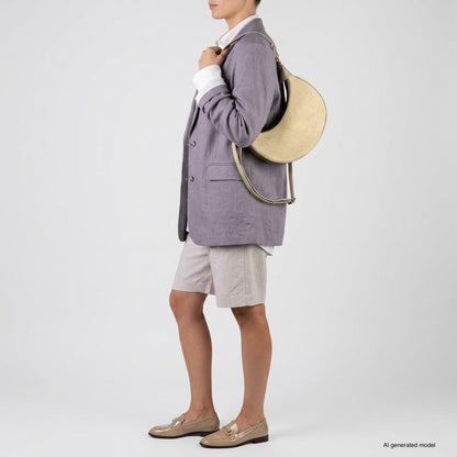 Italian Genuine Suede & Full-Grain Leather Shoulder Bag | Arezzo