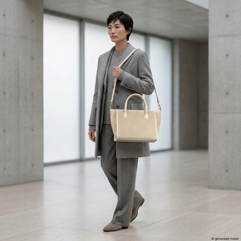 Italian Genuine Suede & Full-Grain Leather Top-Handle Bag | Alba