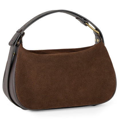 Italian Genuine Suede & Full-Grain Leather Crossbody Bag | Cremona