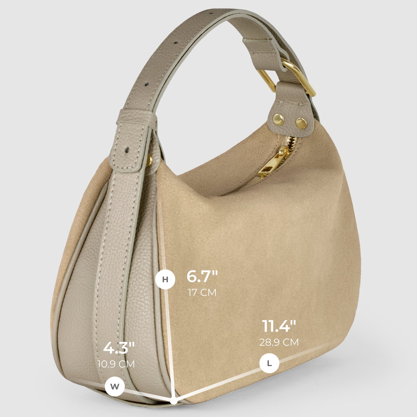 Italian Genuine Suede & Full-Grain Leather Crossbody Bag | Cremona