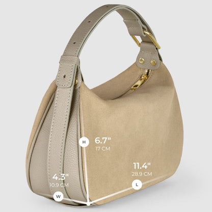 Italian Genuine Suede & Full-Grain Leather Crossbody Bag | Cremona