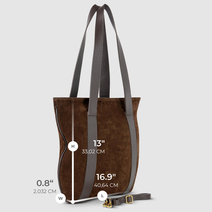 Italian Genuine Suede & Full-Grain Leather Tote Bag | Varese