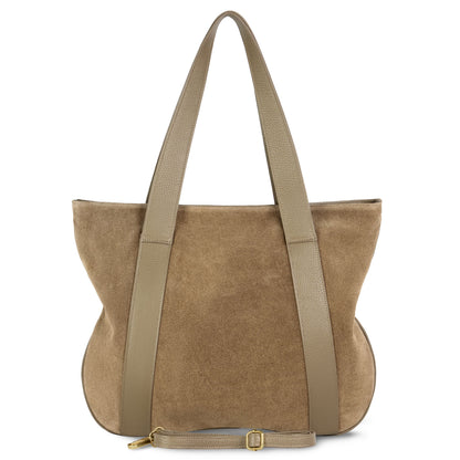 Italian Genuine Suede & Full-Grain Leather Tote Bag | Varese